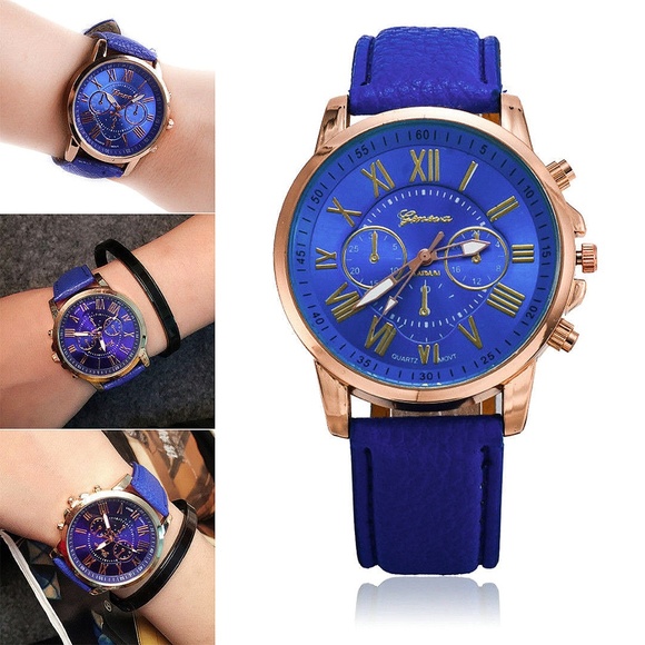 Blue Roman Numerals Analog Quartz Watch NWT - Picture 7 of 10